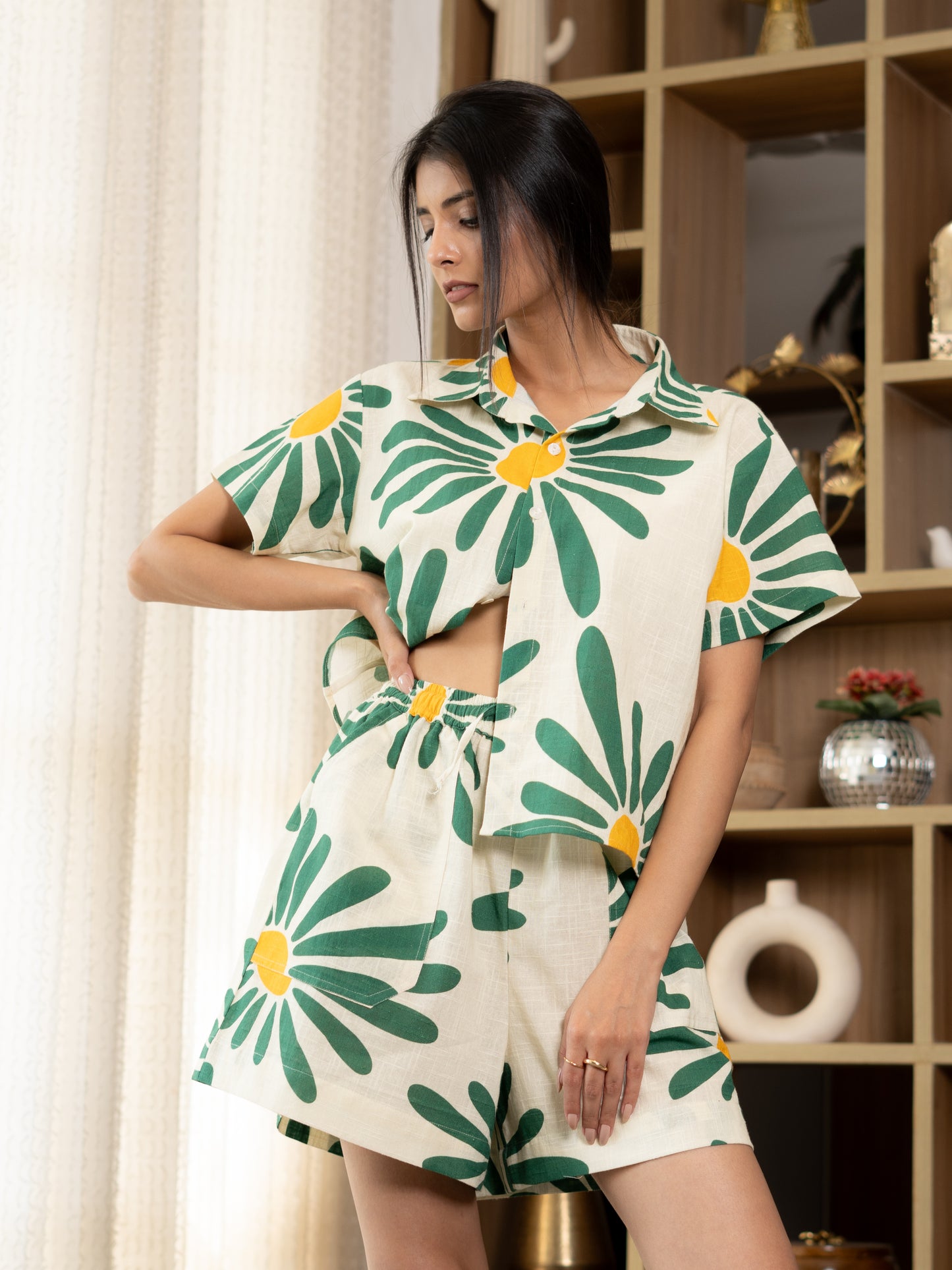 Green Daisy Shorts