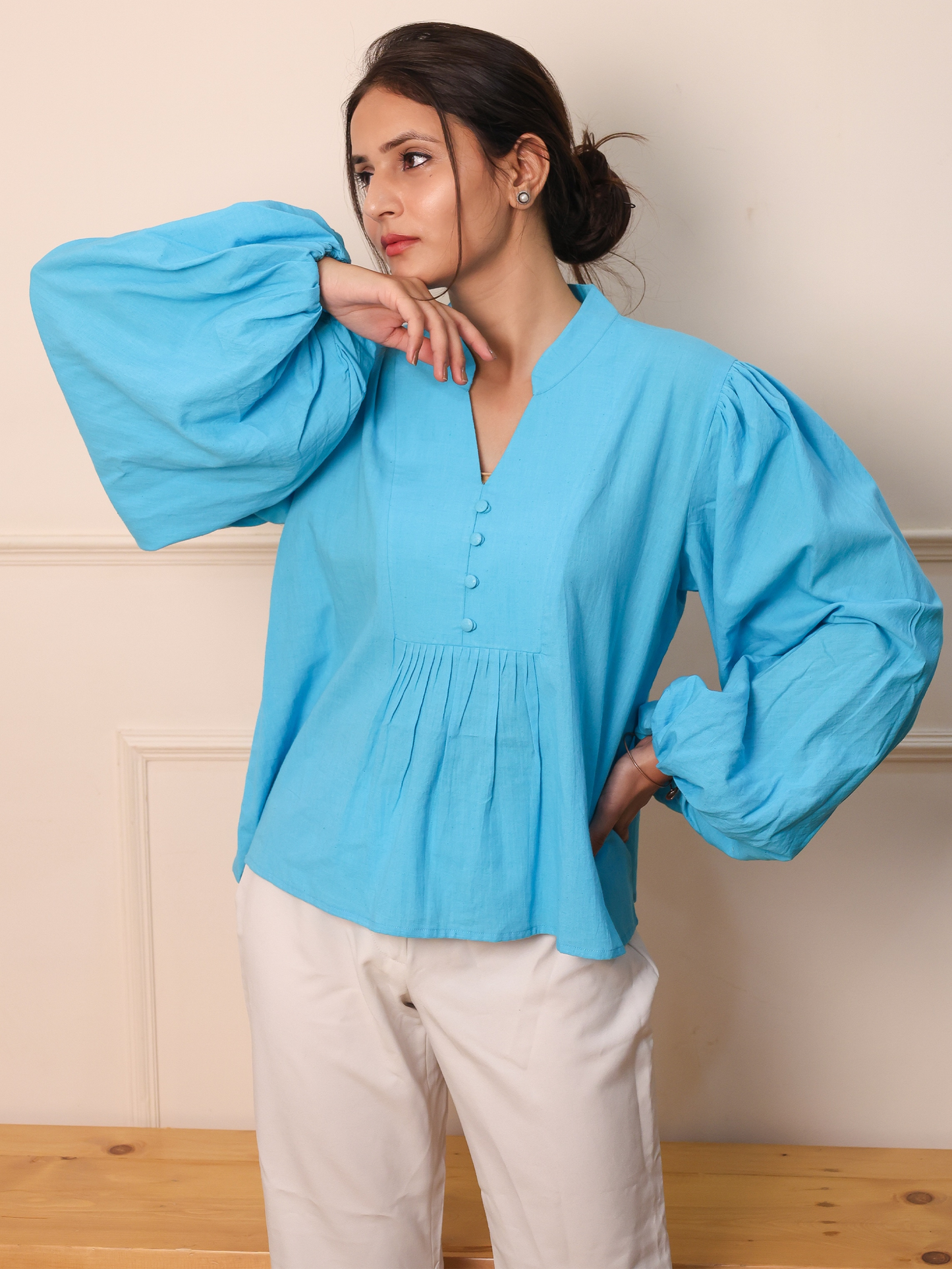 Azure Bell Sleeve Top