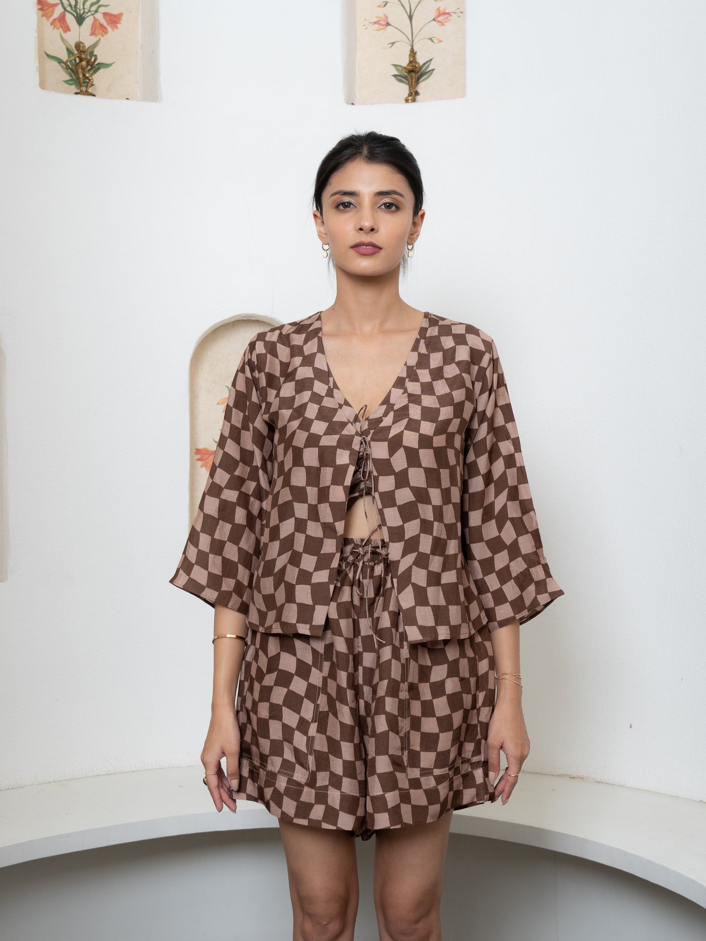 Brown Gingham Short Co-ords Set