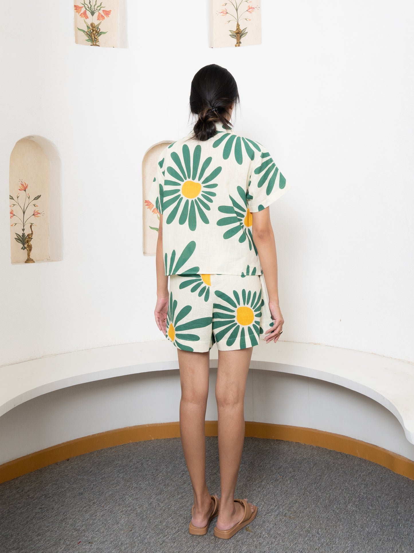 Green Daisy Shirt shorts Co-ords Set