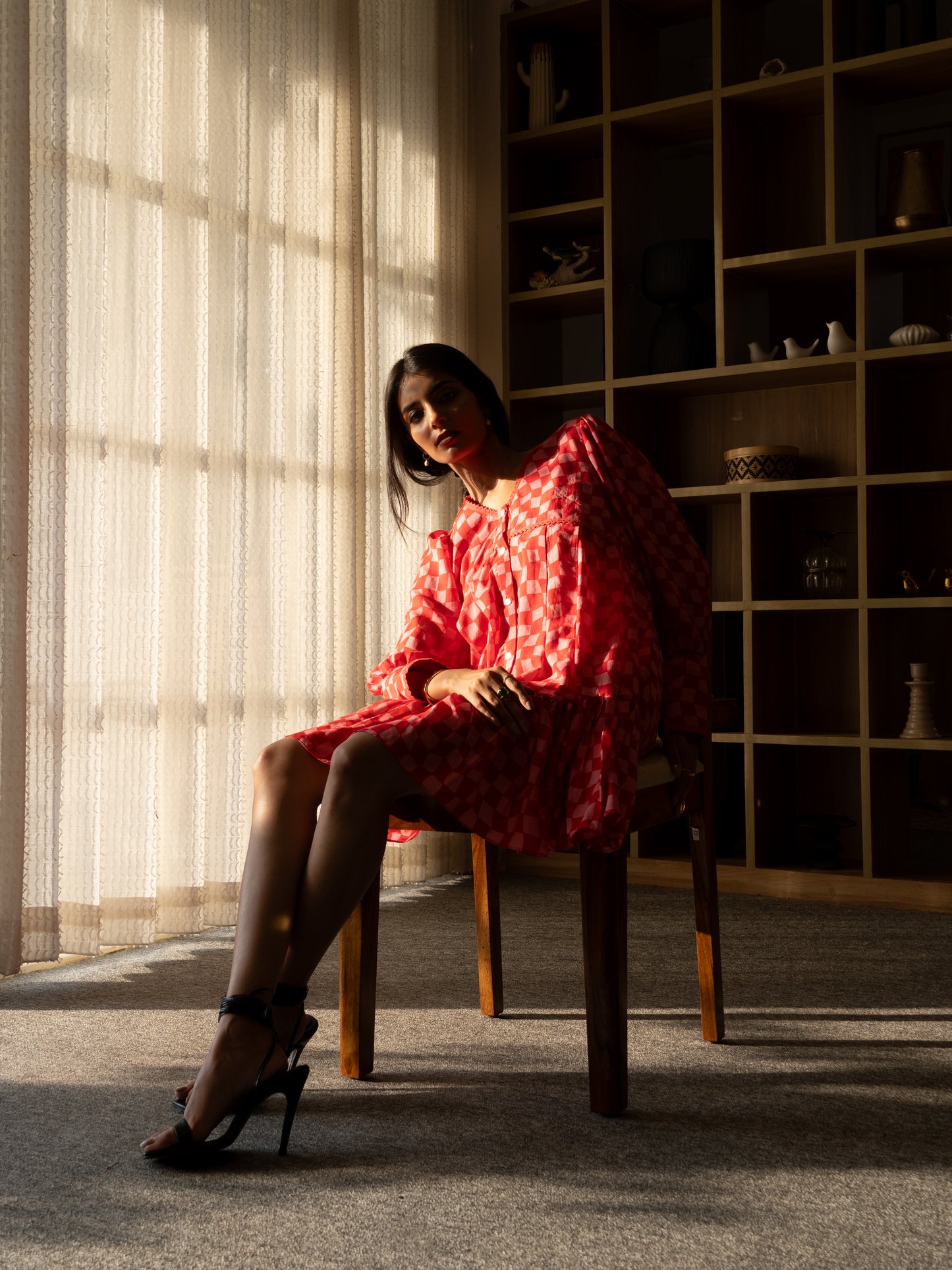 Pink Gingham Short Dress