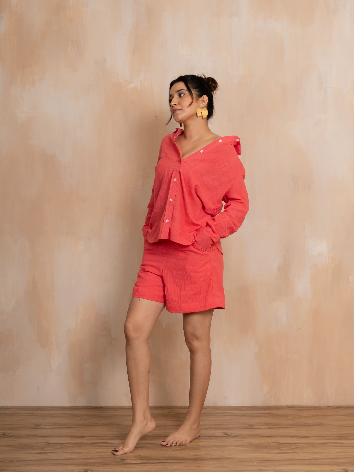 Coral Shirt Set