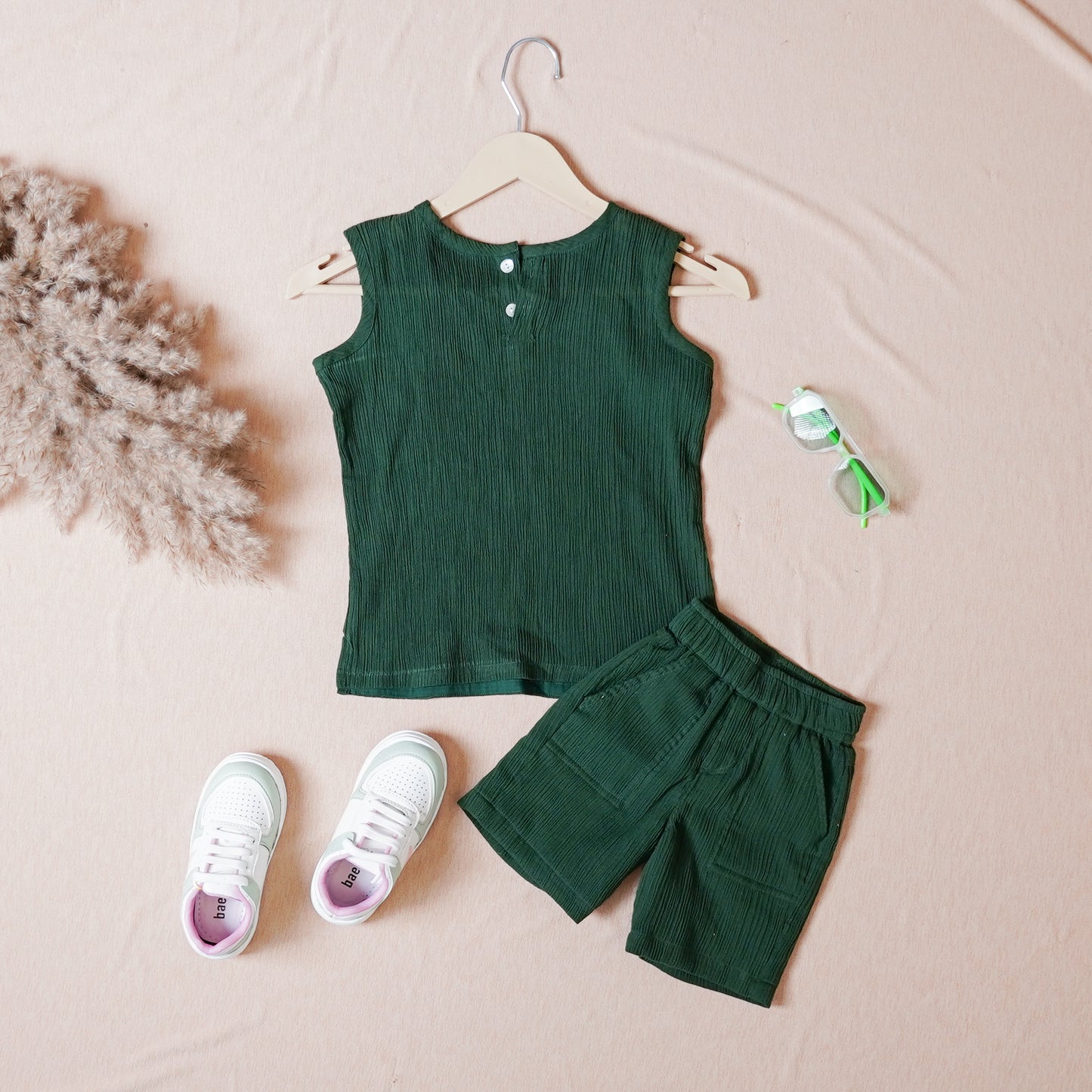 Boy's Green Sleeveless Co-ord set