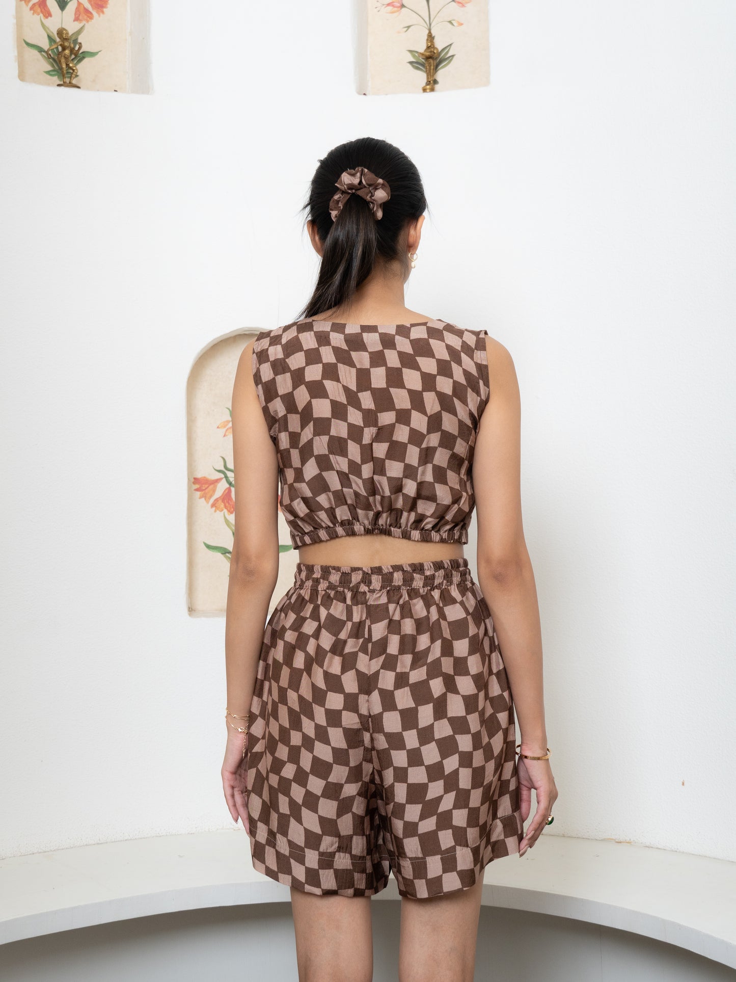 Brown Gingham Crop Top