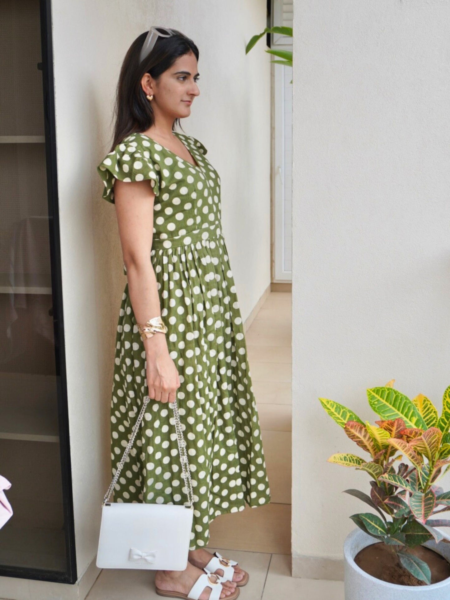 Olive Daze Puff Sleeve Dress