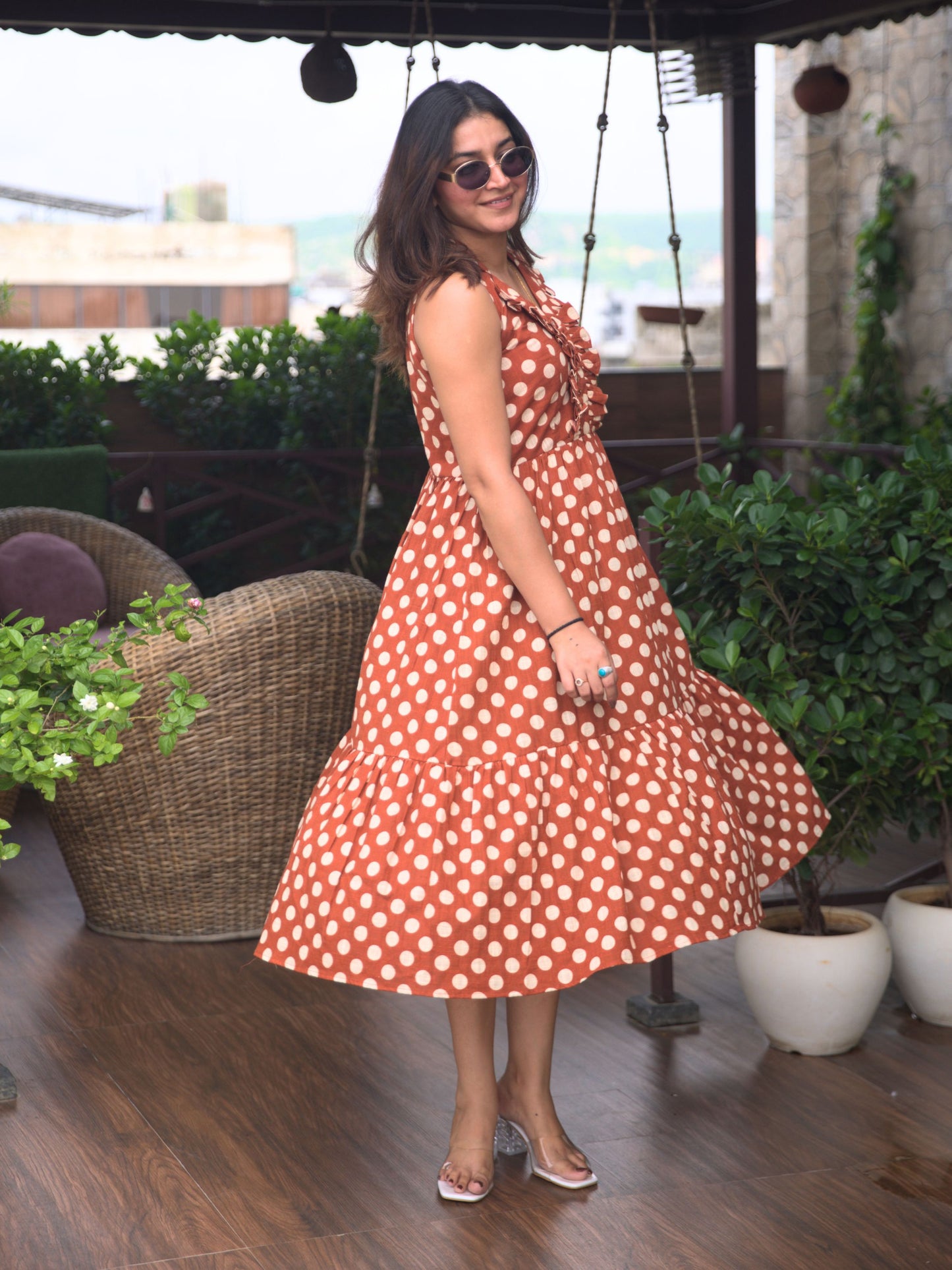 Rust Polka Charm Dress