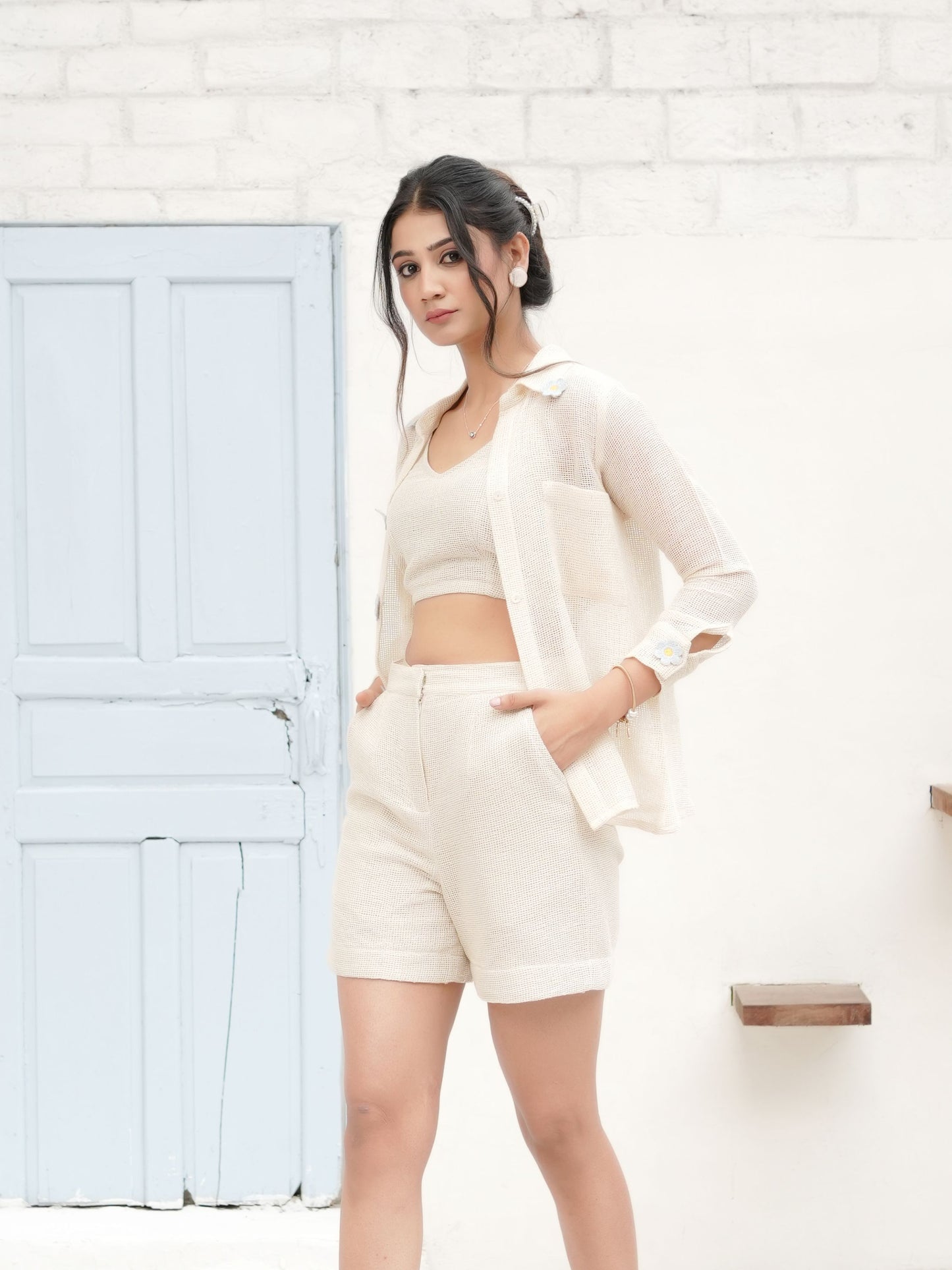 Off White Shirt Set