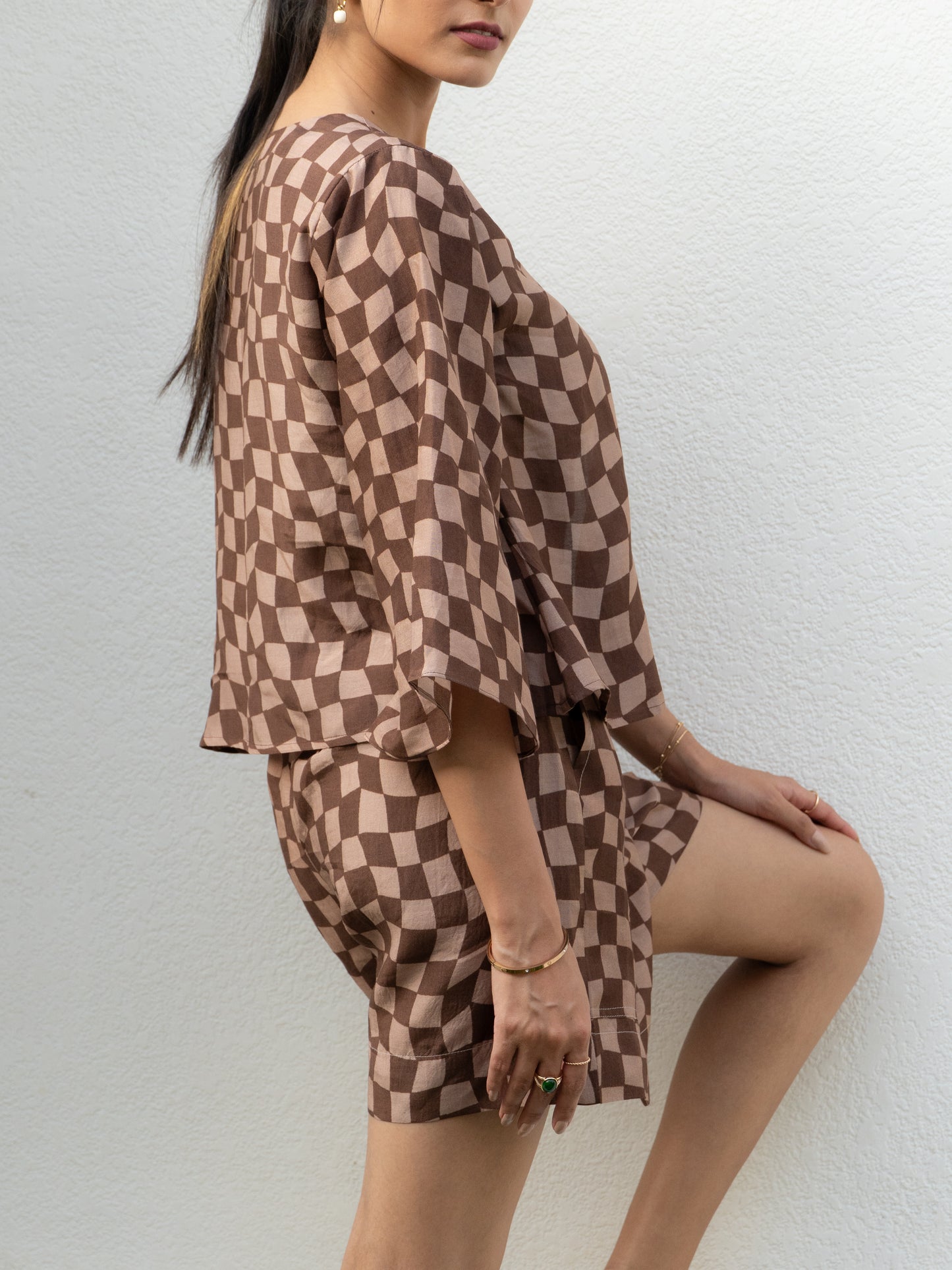 Brown Gingham Short Co-ords Set