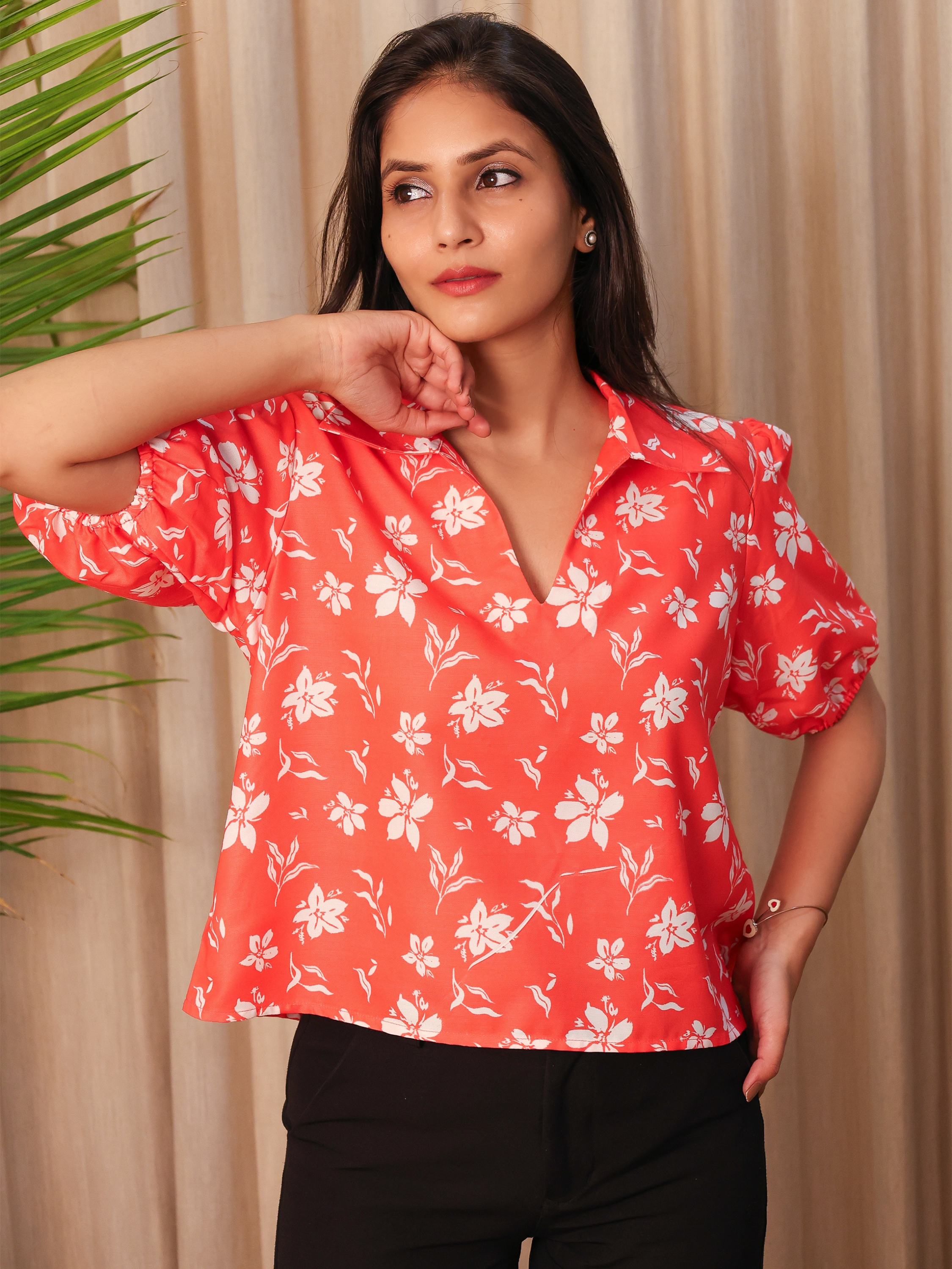 Floral Puff Sleeve Top