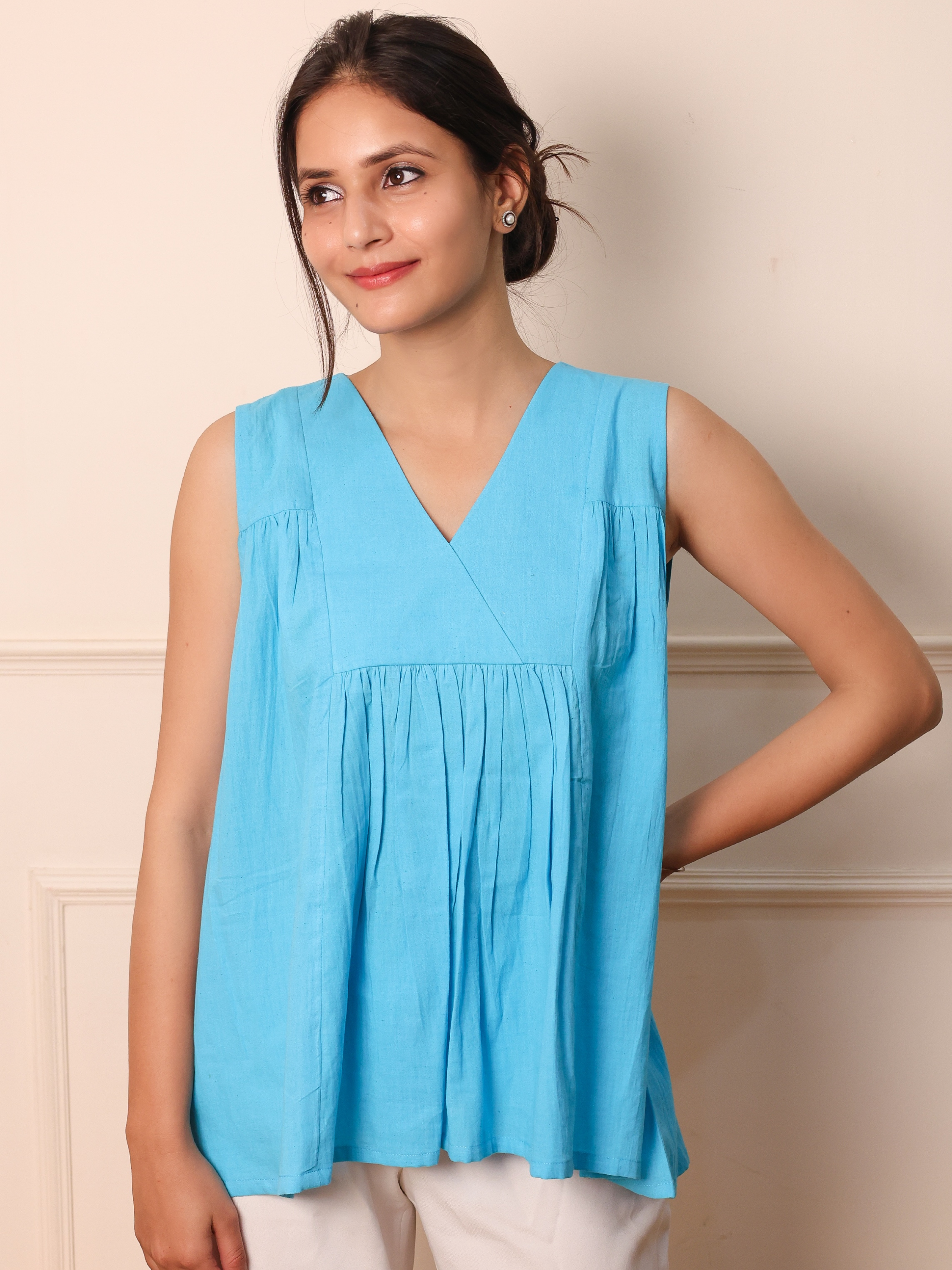 Azure Peplum Top