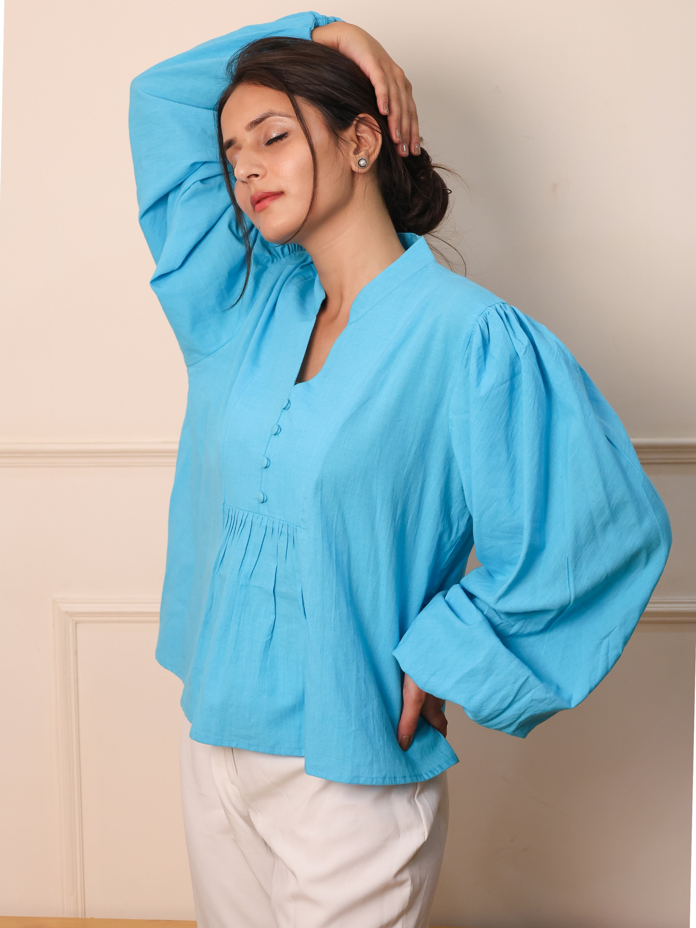 Azure Bell Sleeve Top