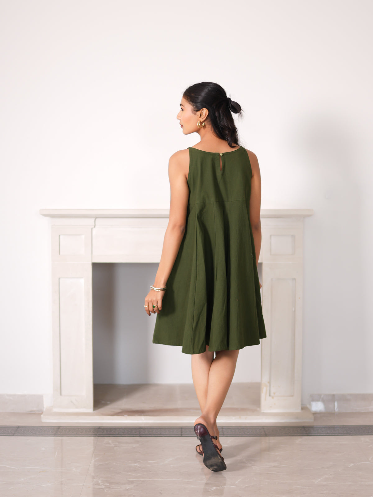 Sage Pleated Mini Dress