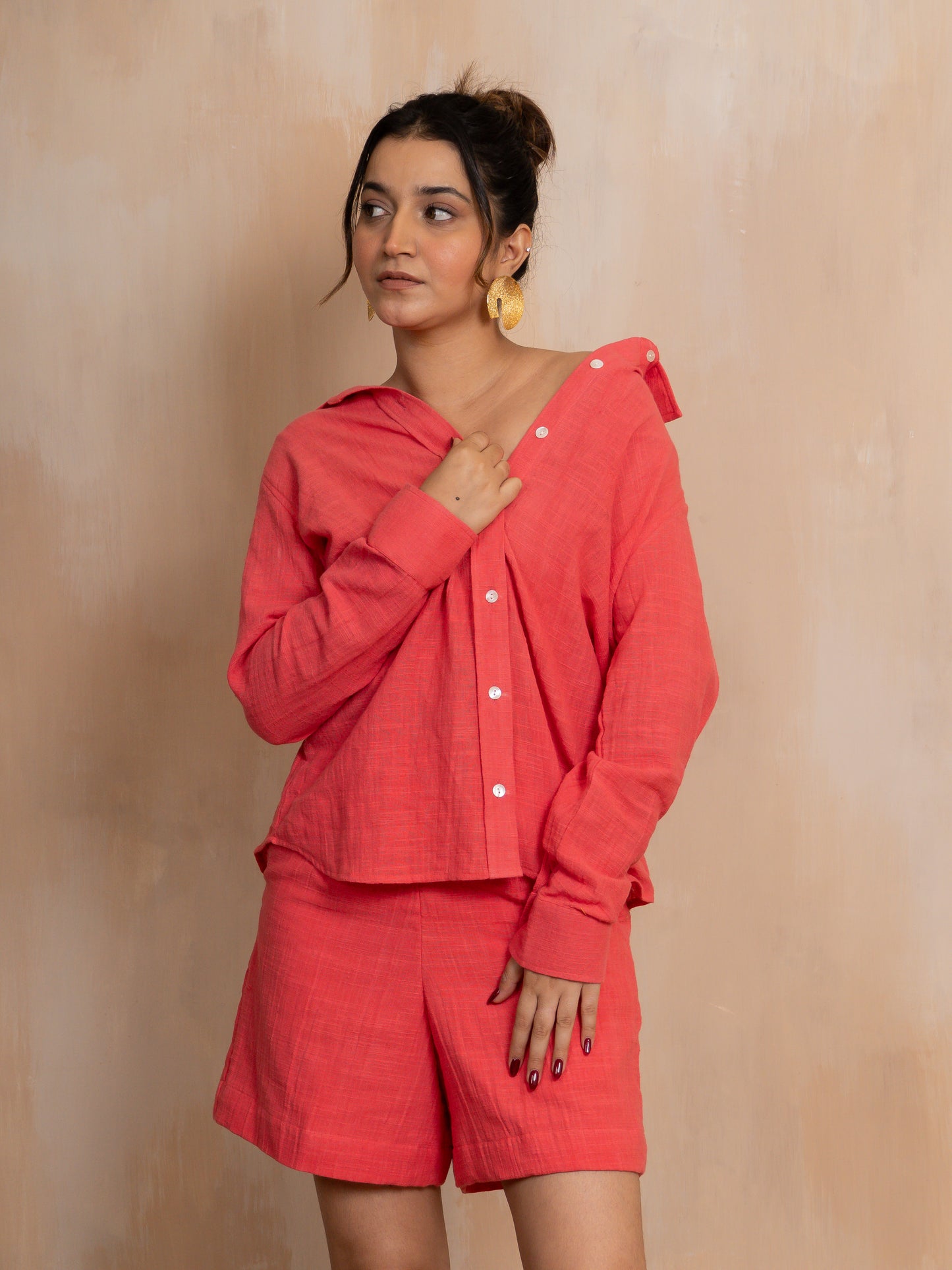 Coral Shirt Set