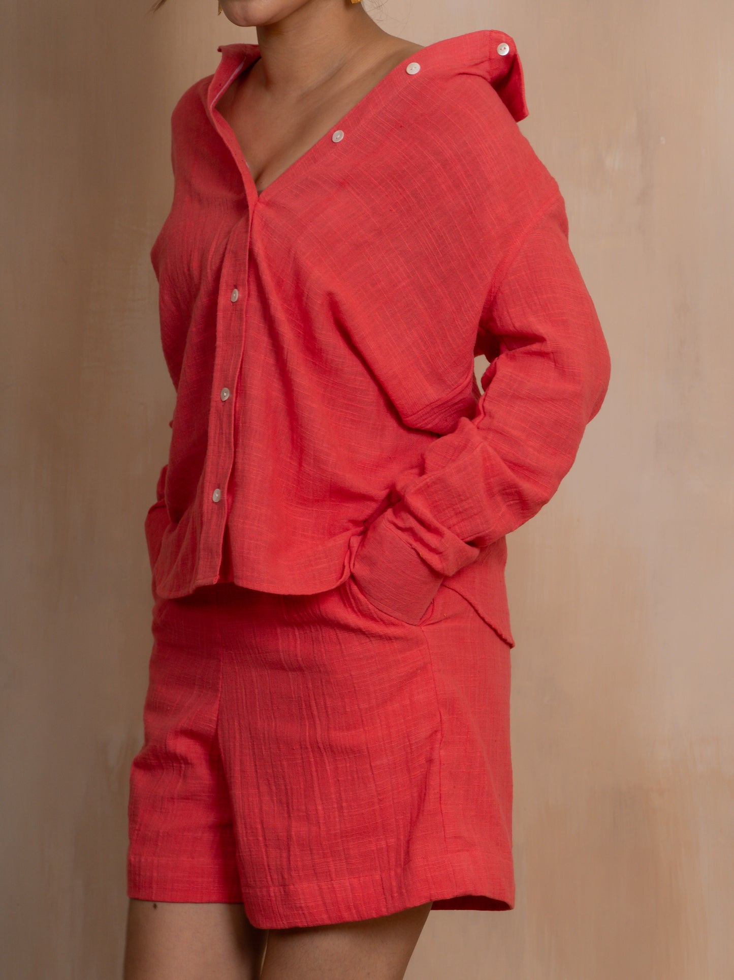 Coral Shirt Set